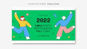 無料PSD 手描きのファミリーパーティーyoutubeカバー