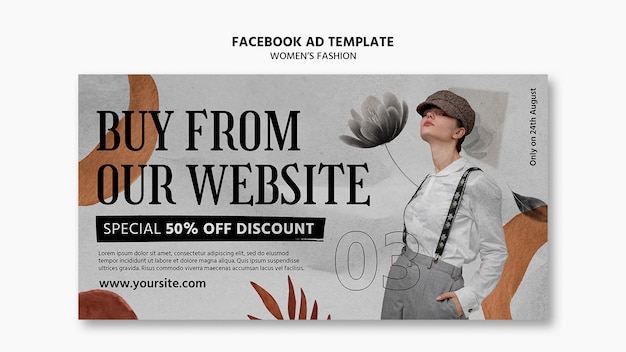 Free PSD hand drawn fashion facebook template