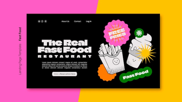 Free PSD hand drawn fast food landing page template