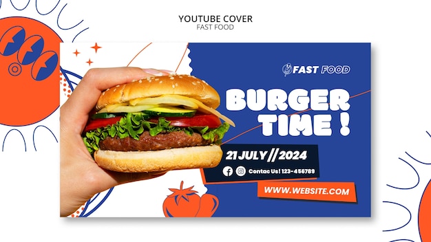 Copertina di youtube fast food disegnata a mano