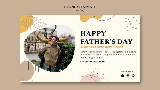 hand drawn father's day banner template