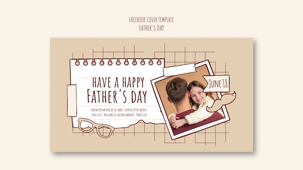 Free PSD hand drawn father's day facebook cover