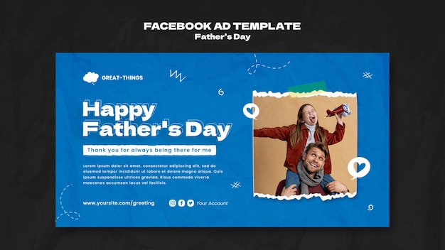 PSD gratuito modello facebook per la festa del papà disegnato a mano