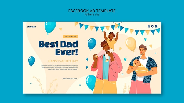 Hand drawn father's day facebook template