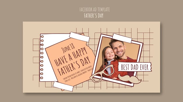 Free PSD hand drawn father's day facebook template