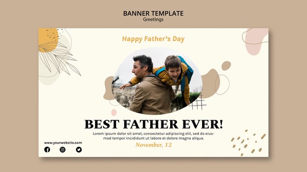 Hand drawn father's day horizontal banner