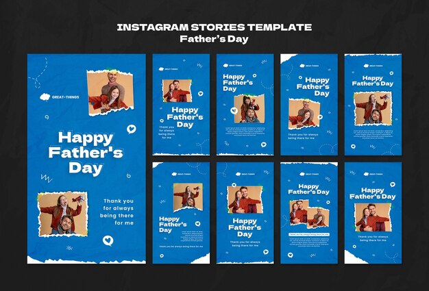 Free PSD hand drawn father's day instagram stories