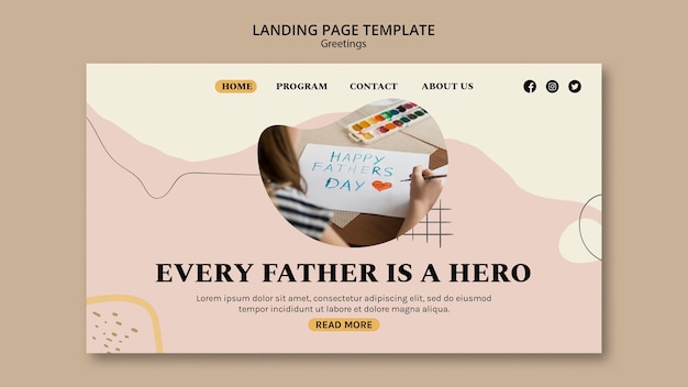 Hand drawn father's day landing page template