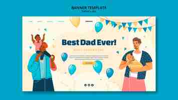 Free PSD hand drawn father's day landing page template