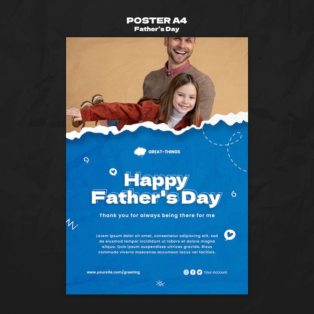 Free PSD hand drawn father's day poster template