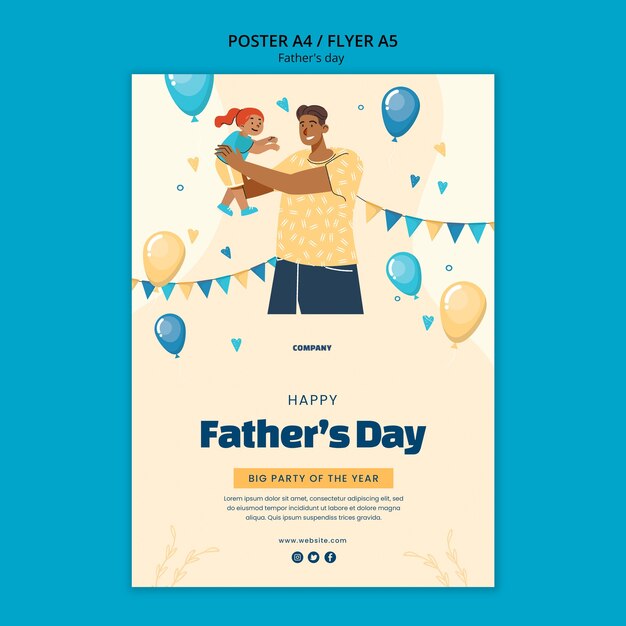 Modello di poster per la festa del papà disegnato a mano