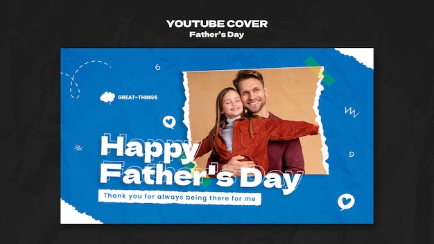 Modello di copertina youtube per la festa del papà disegnato a mano