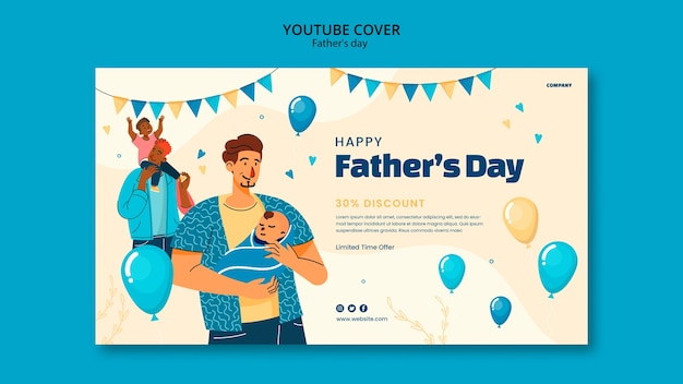 無料PSD 手描きの父の日youtubeカバーテンプレート