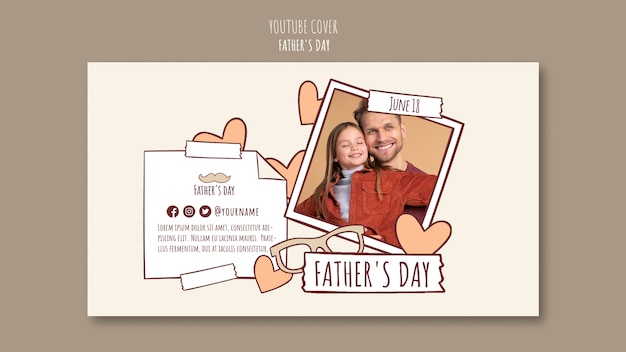 Free PSD hand drawn father's day youtube cover template