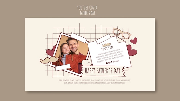 Free PSD hand drawn father's day youtube cover template