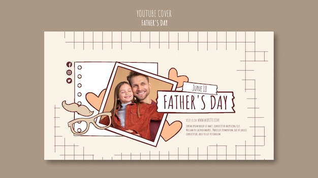 Free PSD hand drawn father's day youtube cover template