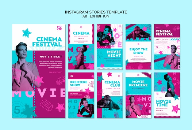 Storie di instagram di festival cinematografici disegnati a mano