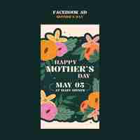 Free PSD hand drawn flat floral mother's day facebook ad template