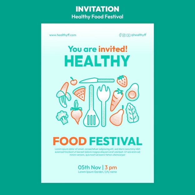 Hand drawn food festival invitation template