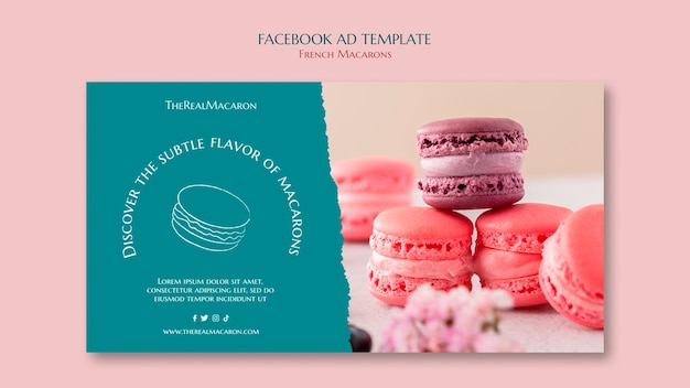 Free PSD hand drawn french macarons facebook template