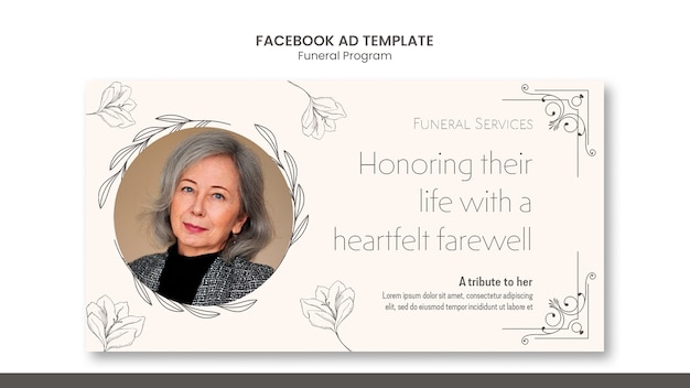 Hand drawn funeral program facebook template