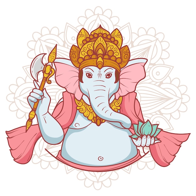 Free PSD hand drawn ganesh illustration