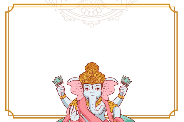 Free PSD hand drawn ganesh illustration