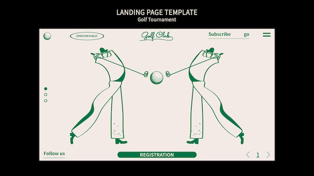 Free PSD hand drawn golf tournament landing page