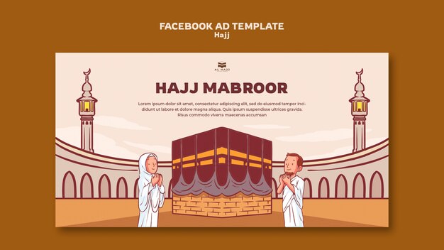 Hand drawn hajj celebration facebook template