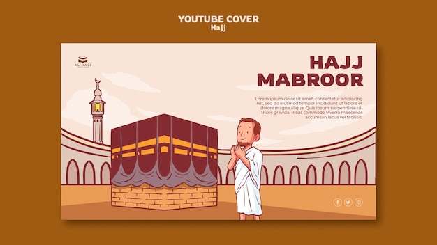 hand drawn hajj celebration youtube cover template