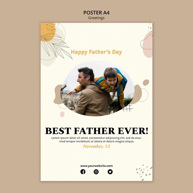hand drawn happy father's day poster template