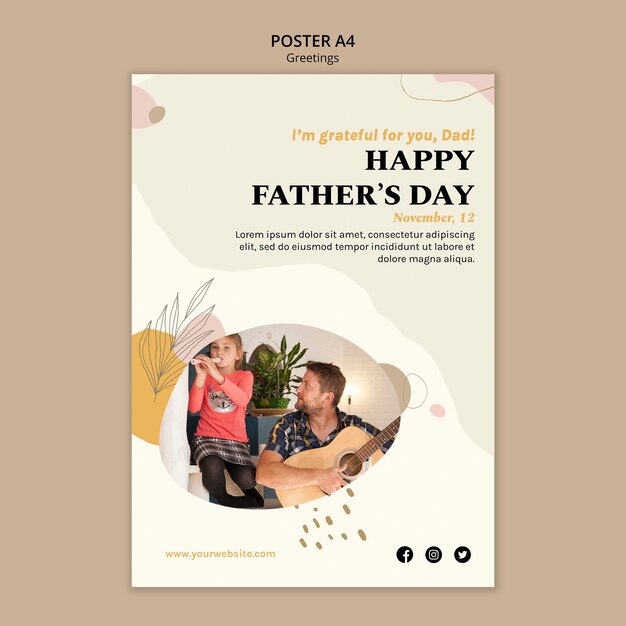 Hand drawn happy father's day poster