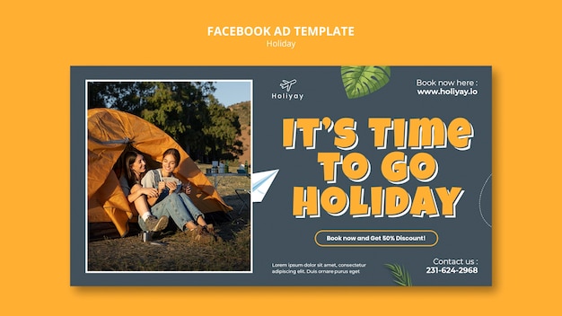 Hand drawn holiday fun facebook template