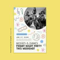 Free PSD hand drawn home party poster template