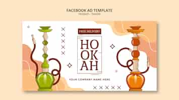 Free PSD hand drawn hookah restaurant facebook template