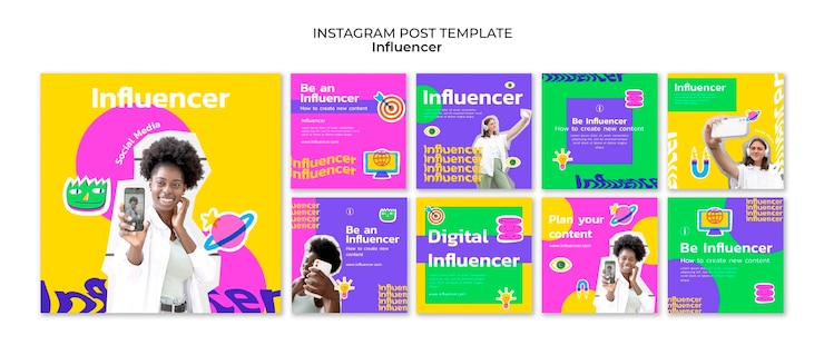 Free PSD hand drawn influencer instagram posts