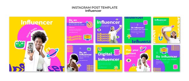 Нарисованные от руки влиятельные посты в instagram