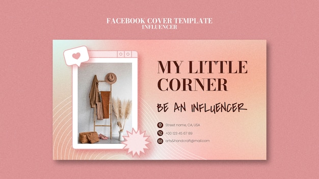 Free PSD hand drawn influencer job facebook cover