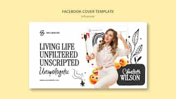 Free PSD hand drawn influencer job facebook cover