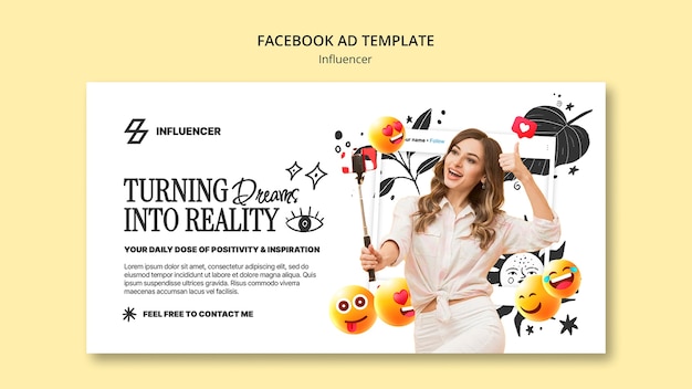 Free PSD hand drawn influencer job facebook template