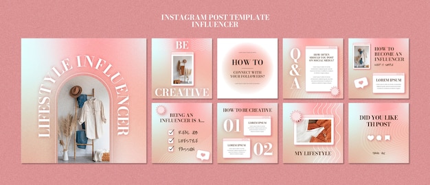 無料PSD 手描きのインフルエンサーの仕事instagramの投稿