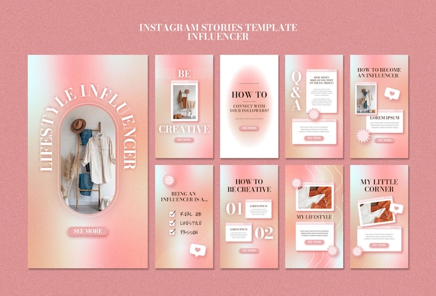 Free PSD hand drawn influencer job instagram stories