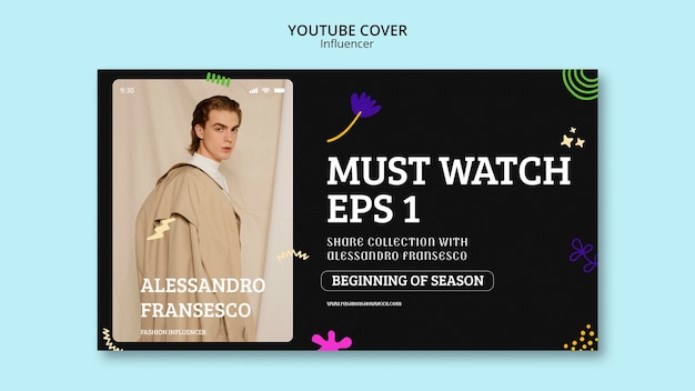 Copertina di youtube dell'influencer disegnata a mano