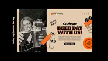 Free PSD hand drawn international beer day landing page