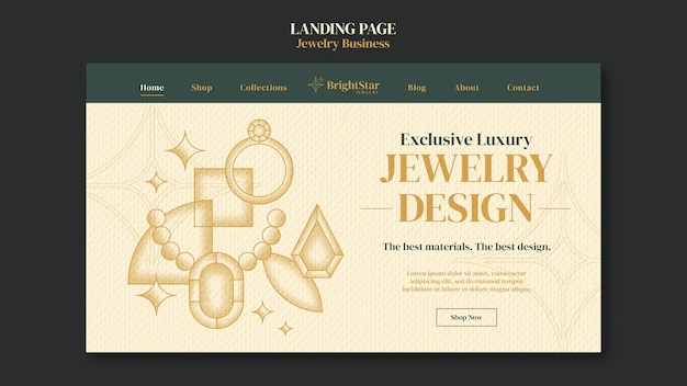 Free PSD hand drawn jewelry business landing page