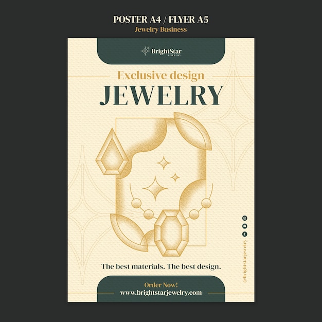 Free PSD hand drawn jewelry business poster template