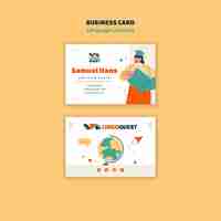 Free PSD hand drawn language learning business card