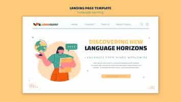 Free PSD hand drawn language learning landing page