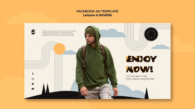 Free PSD hand drawn leisure and wildlife facebook template