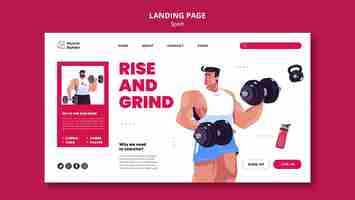 Free PSD hand drawn man training landing page